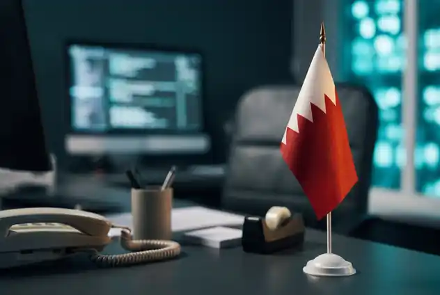 Bahraini flag on an office desk