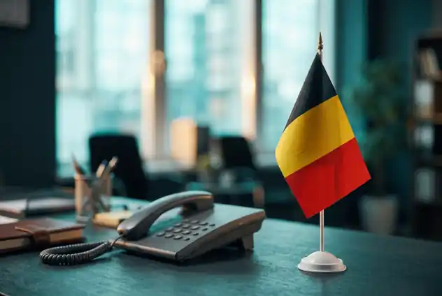 Belgian flag on an office desk