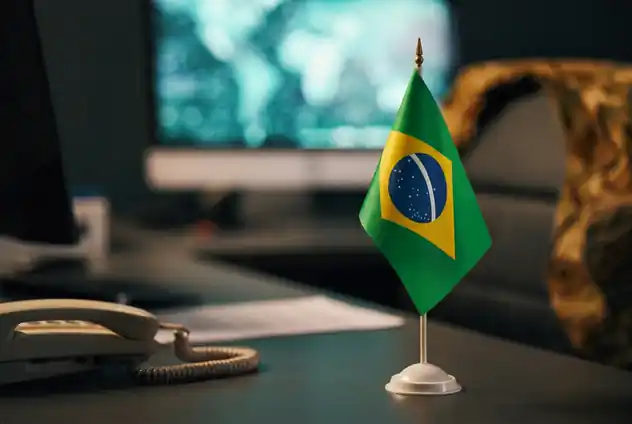 Brazilian flag on an office desk