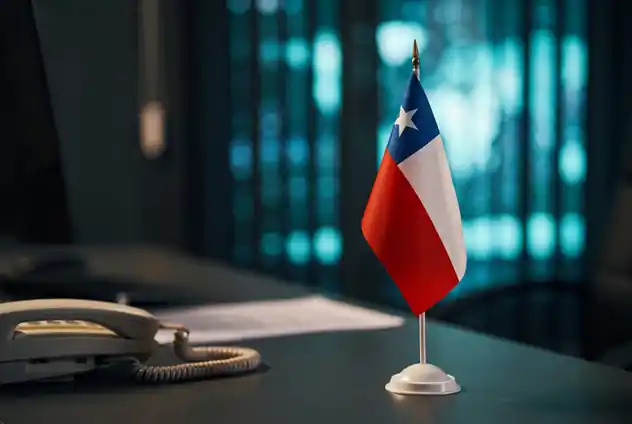 Chilean flag on an office desk