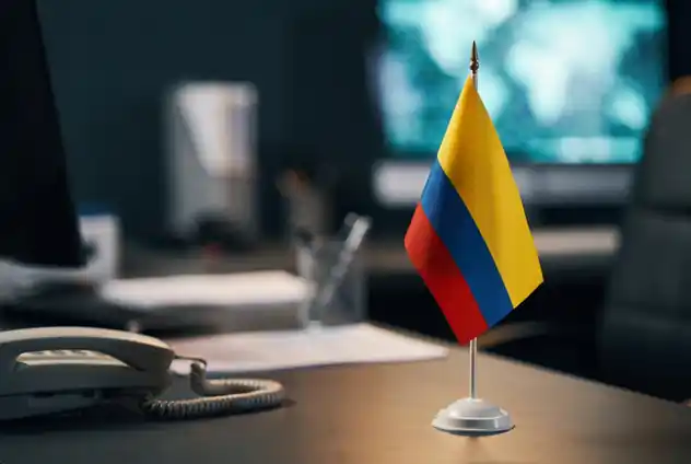 Colombian flag on an office desk