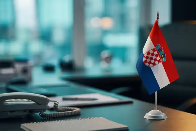 Croatian flag on an office desk