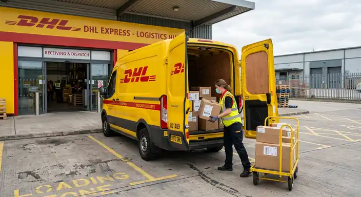 DHL Express freight and logistics operations collage