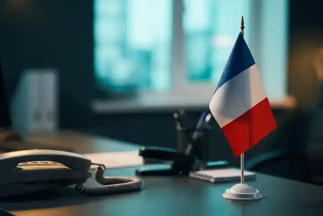 French flag on an office desk