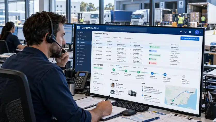 Coordinator scheduling pickups and deliveries on a headset