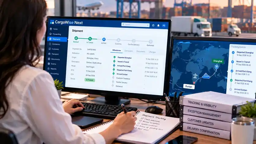 Operations specialist monitoring real-time shipment tracking milestones