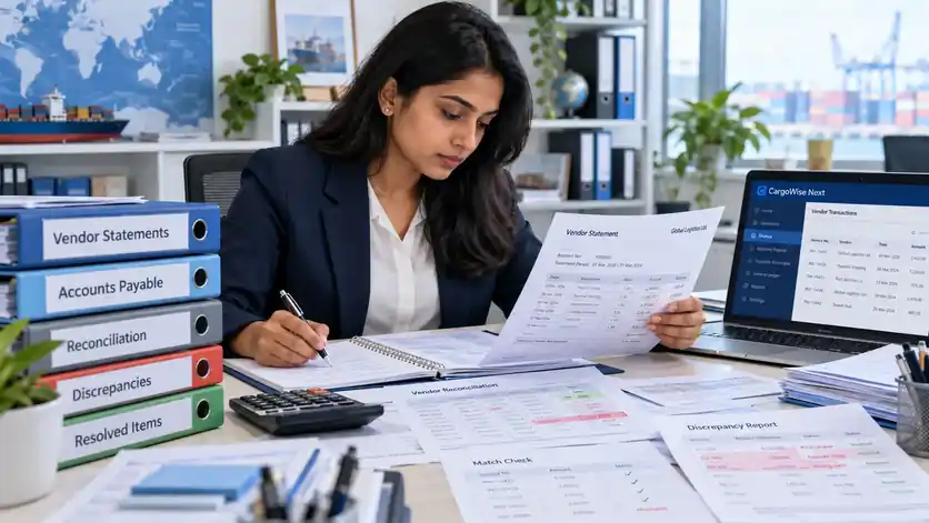 Finance specialist reconciling vendor statements