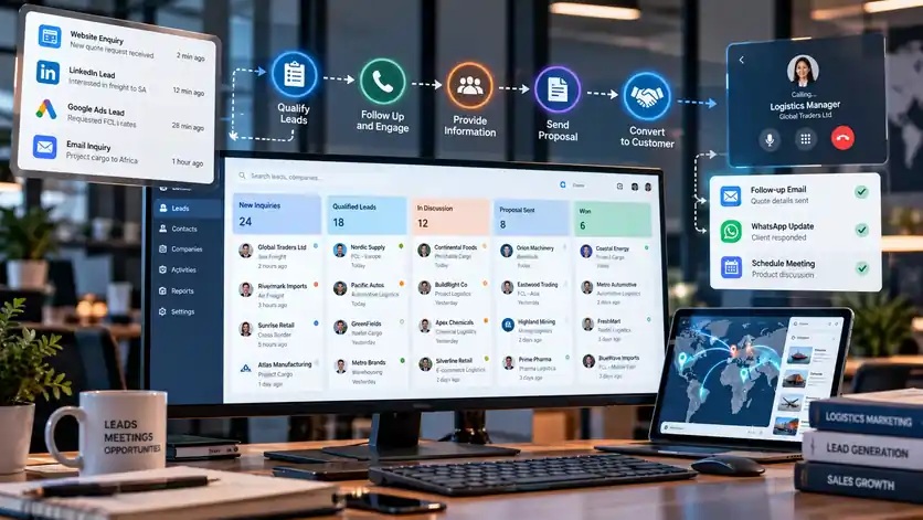 Inside sales pipeline dashboard with qualified logistics leads