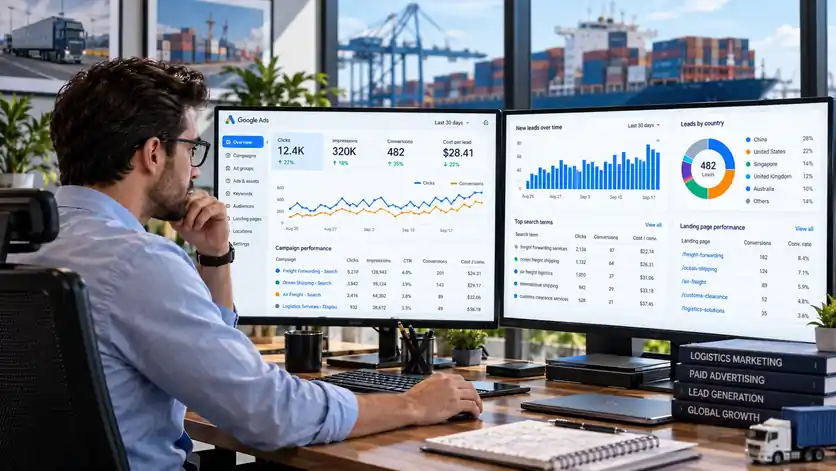 Marketer reviewing paid ads campaign and lead performance