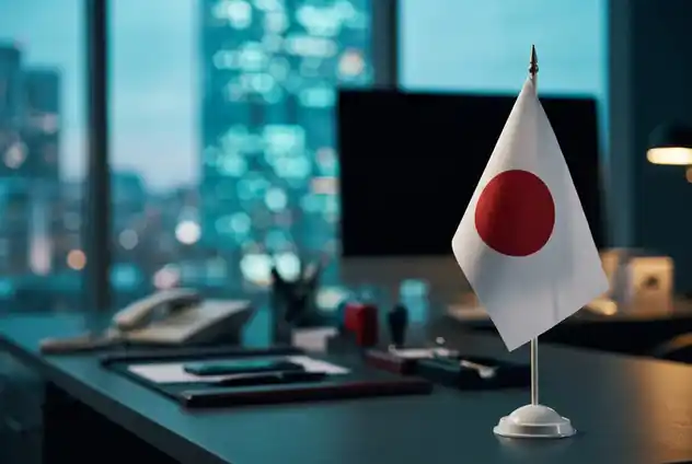 Japanese flag on an office desk