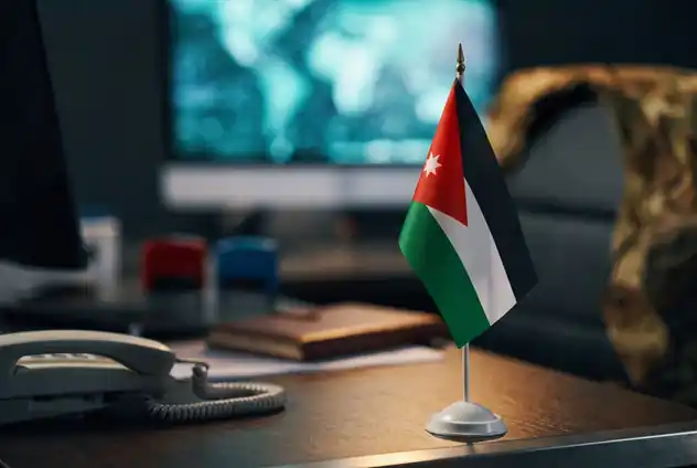 Jordanian flag on an office desk