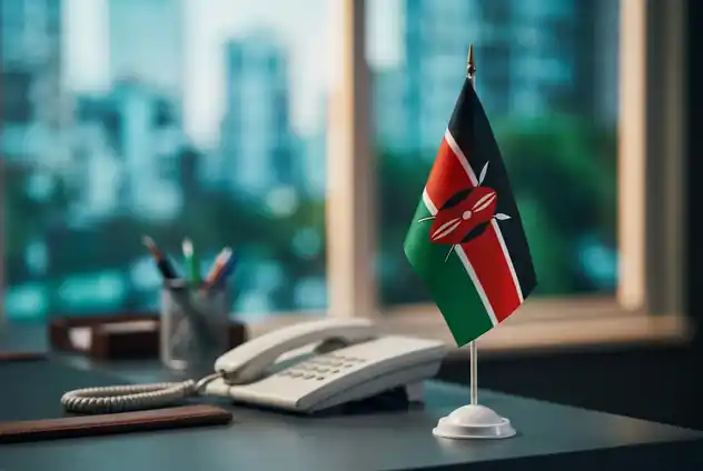 Kenyan flag on an office desk