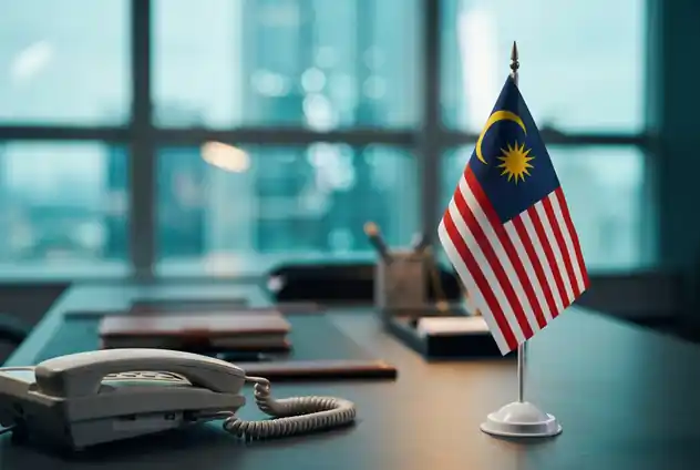 Malaysian flag on an office desk