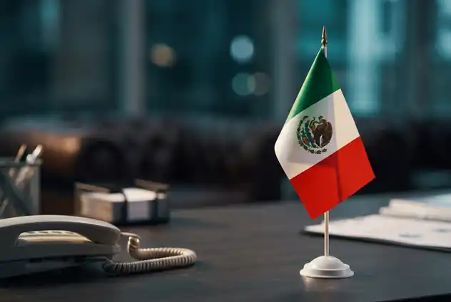 Mexican flag on an office desk