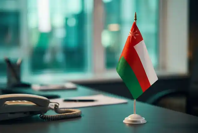 Omani flag on an office desk