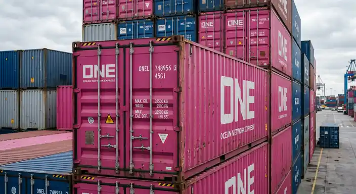ONE shipping containers and port operations collage