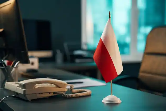 Polish flag on an office desk