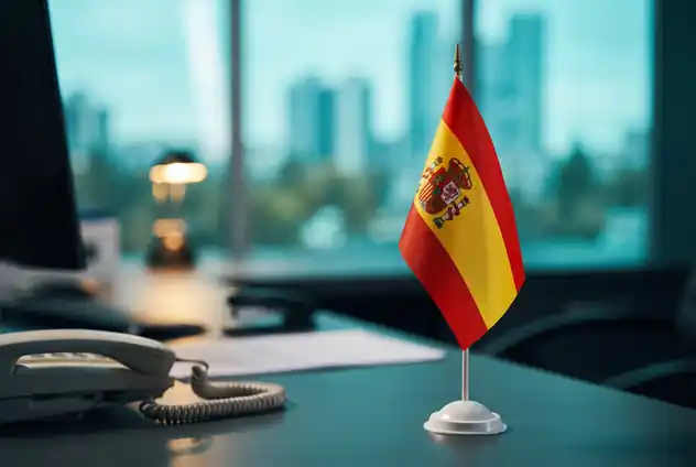 Spanish flag on an office desk