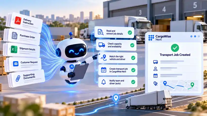 AI assistant checking capacity and creating a transport job