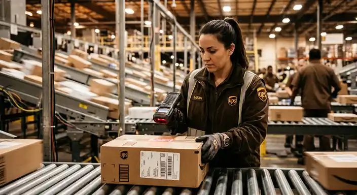 UPS freight and logistics operations collage