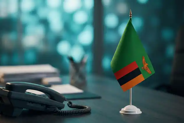Zambian flag on an office desk
