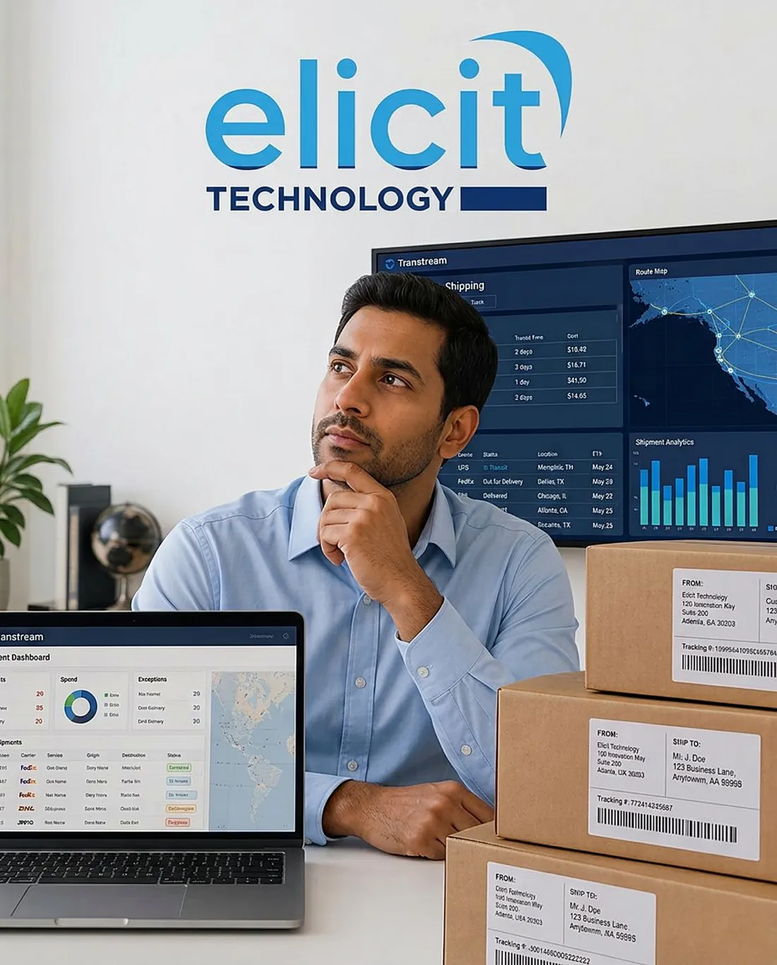 Consultant with Transtream multi-carrier shipping dashboards