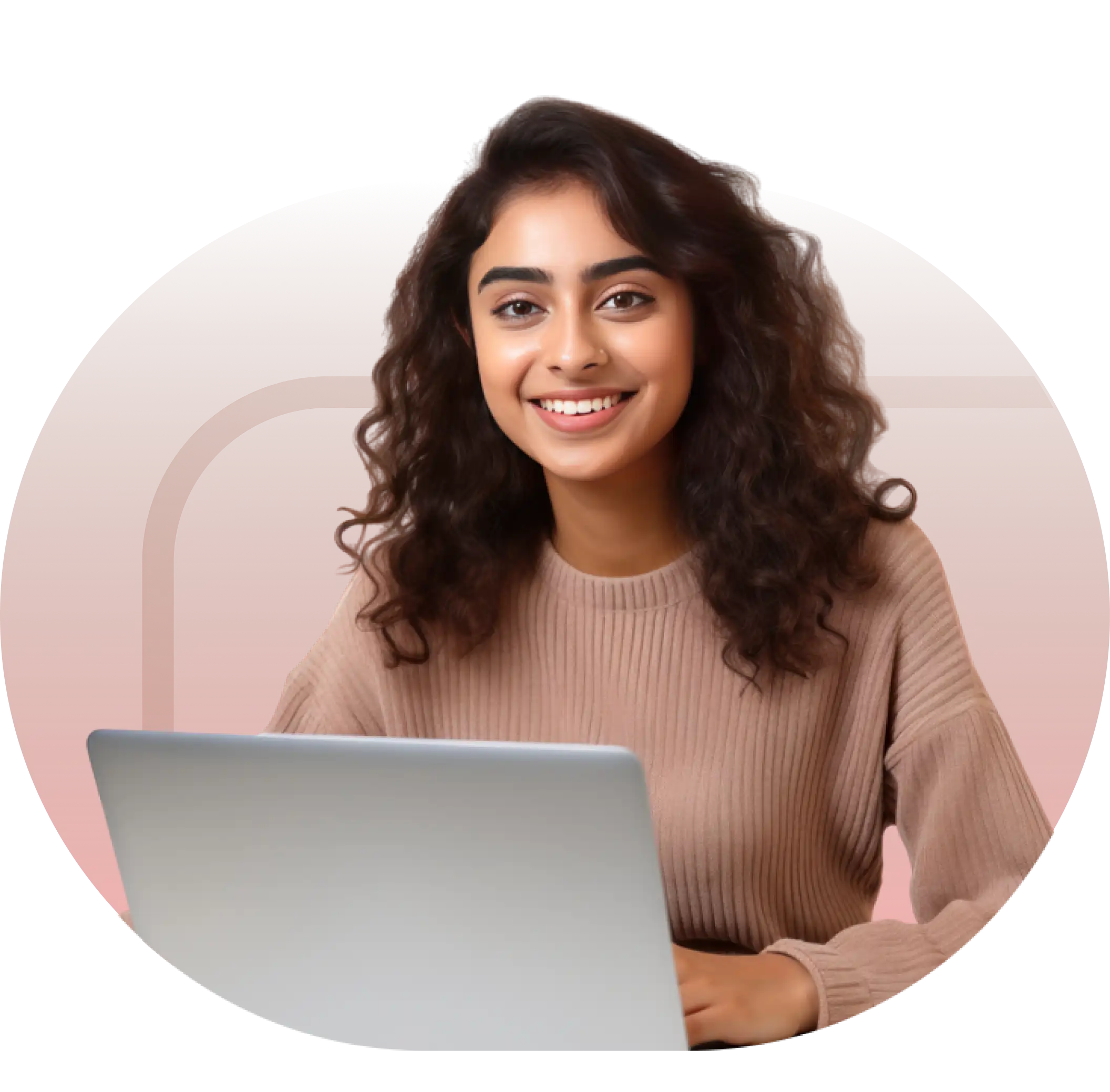 A smiling working women with a laptop